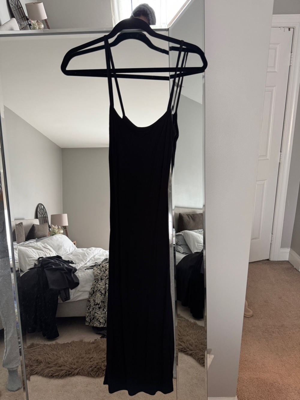 Boohoo Black Double-Strap Slip midi Dress